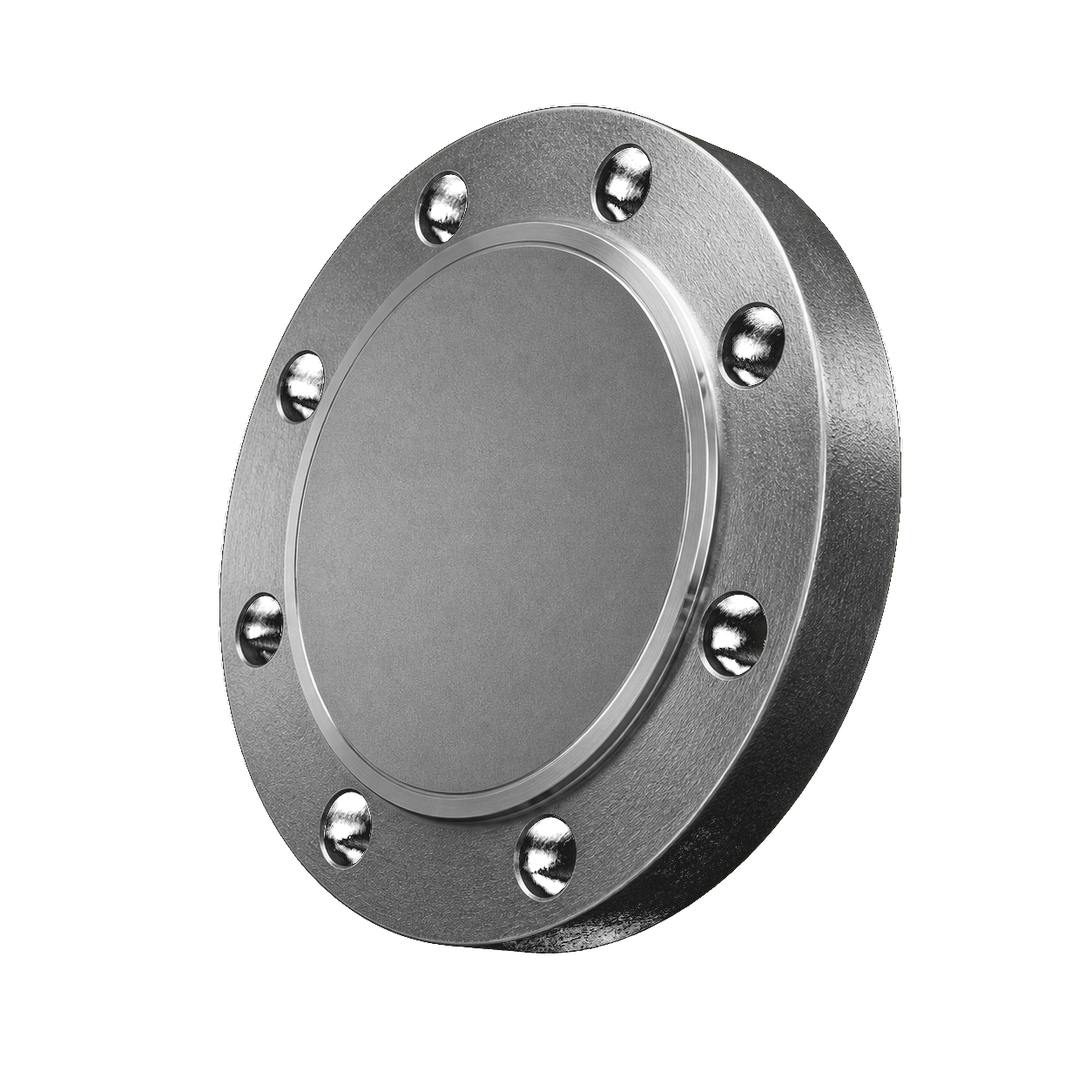 Flange cego com centro completamente fechado e furos de parafusos